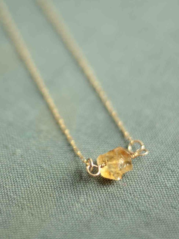 citrine necklace gold filled
