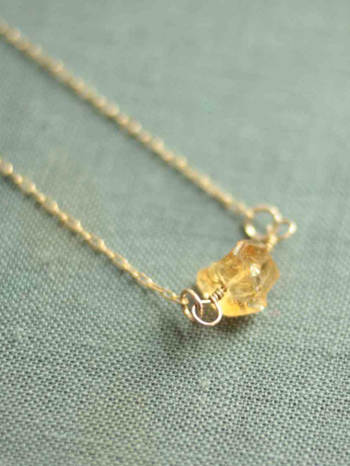 citrine necklace on gold
