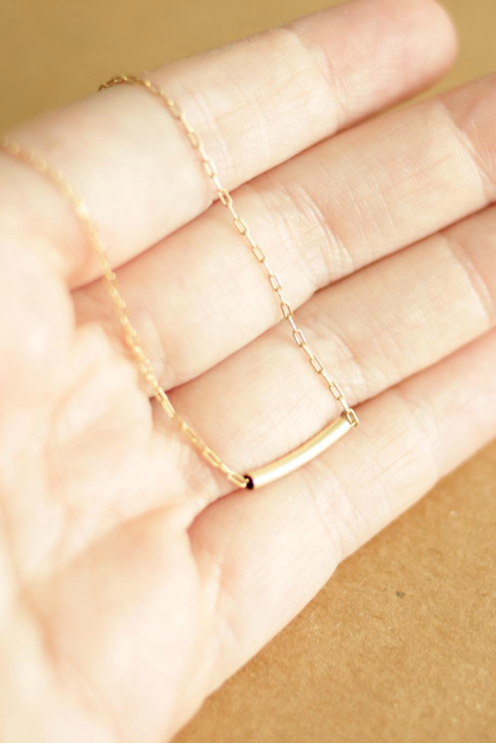 gold tube necklace