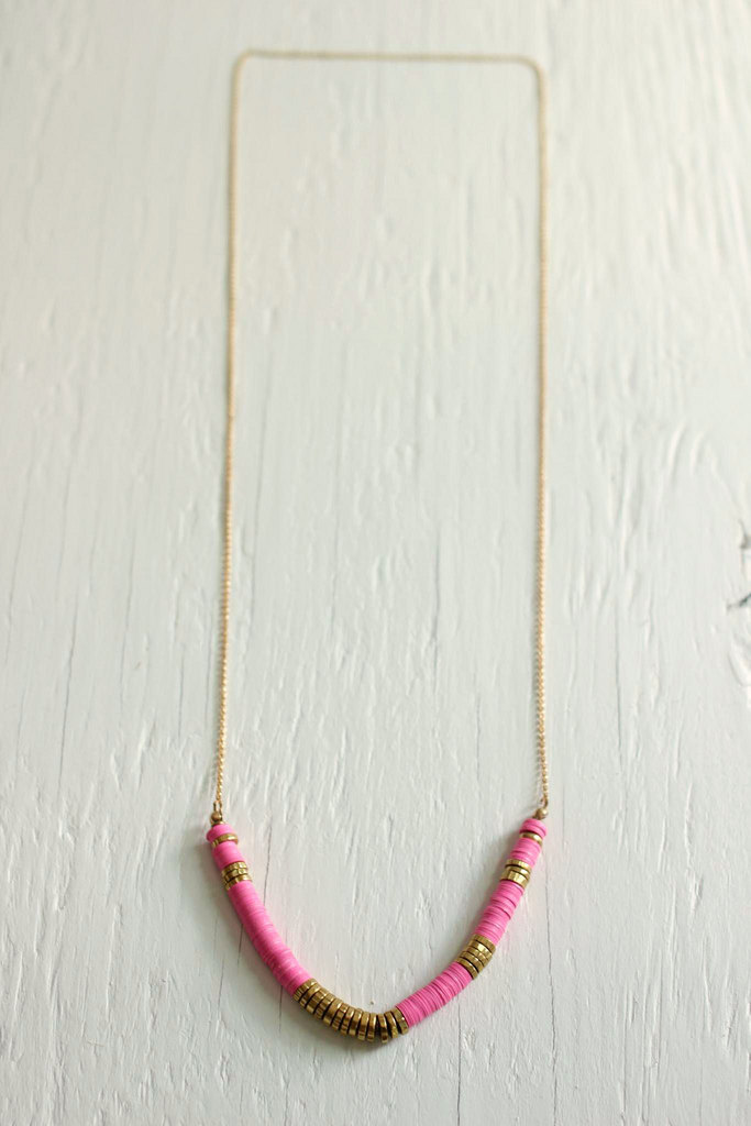 pink heishi necklace