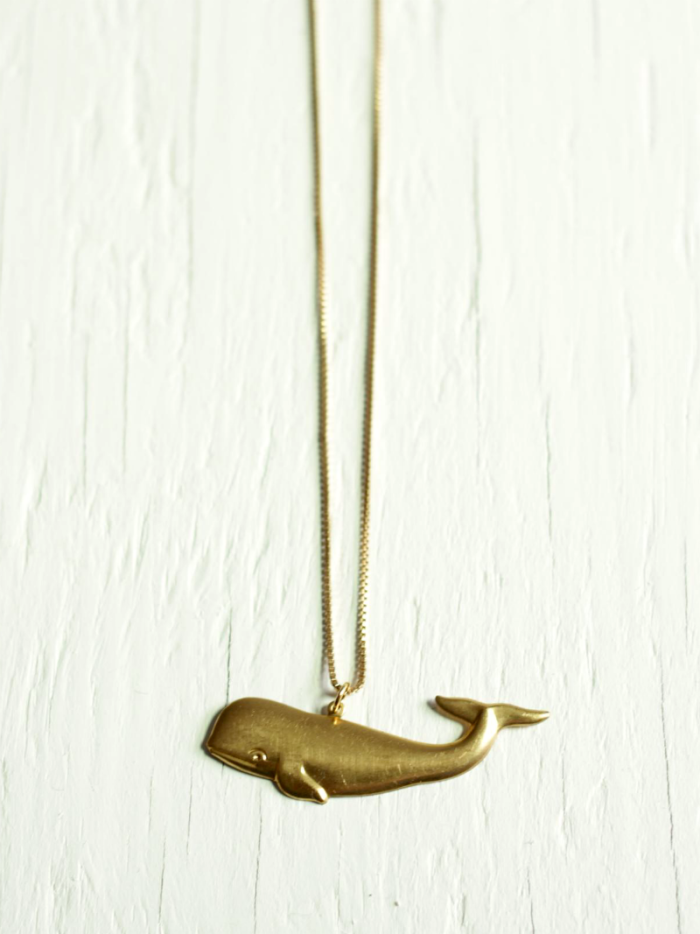 brass whale necklace