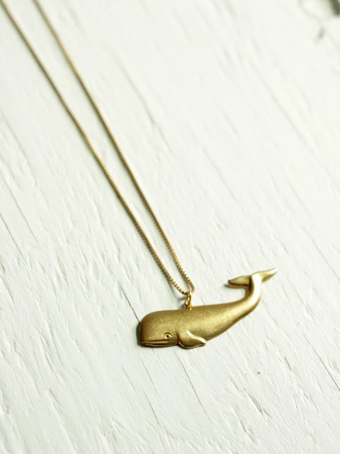 whale necklace on gold chain