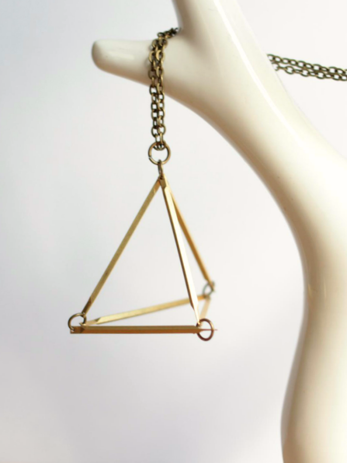 brass triangle necklace 3d