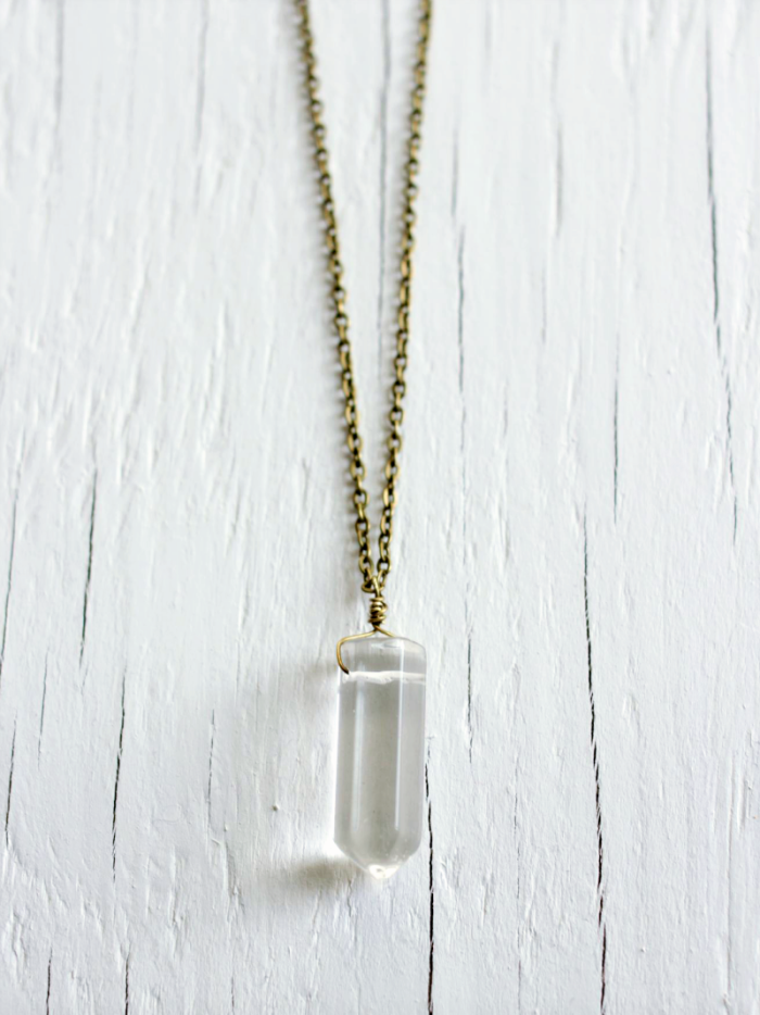 Crystal Quartz Necklace on brass chain