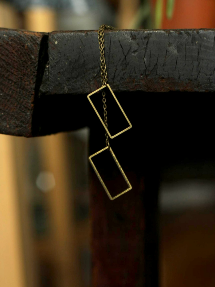 rectangle necklace in brass