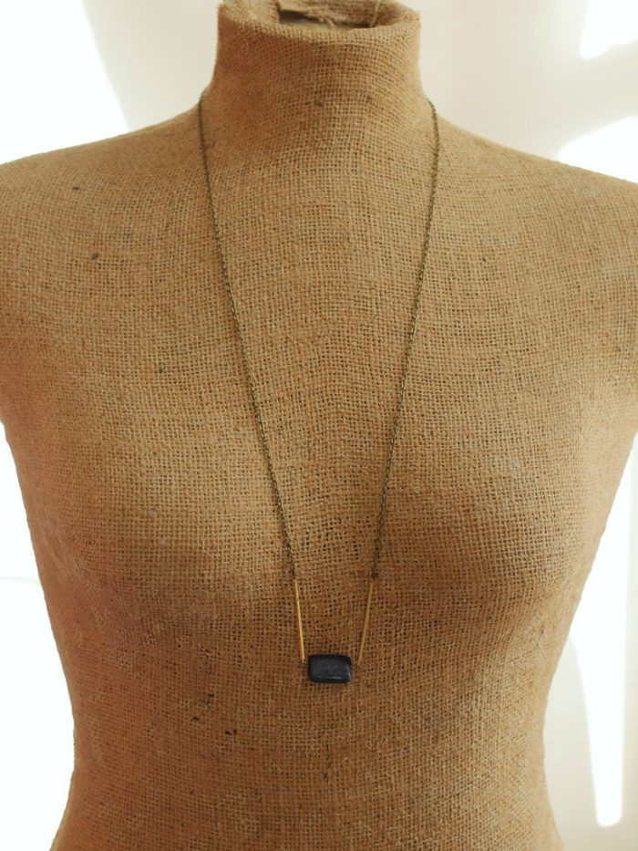 lapis lazuli necklace with brass bars