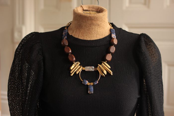 Bold chunky statement necklace can be worn with basics to elevate their style