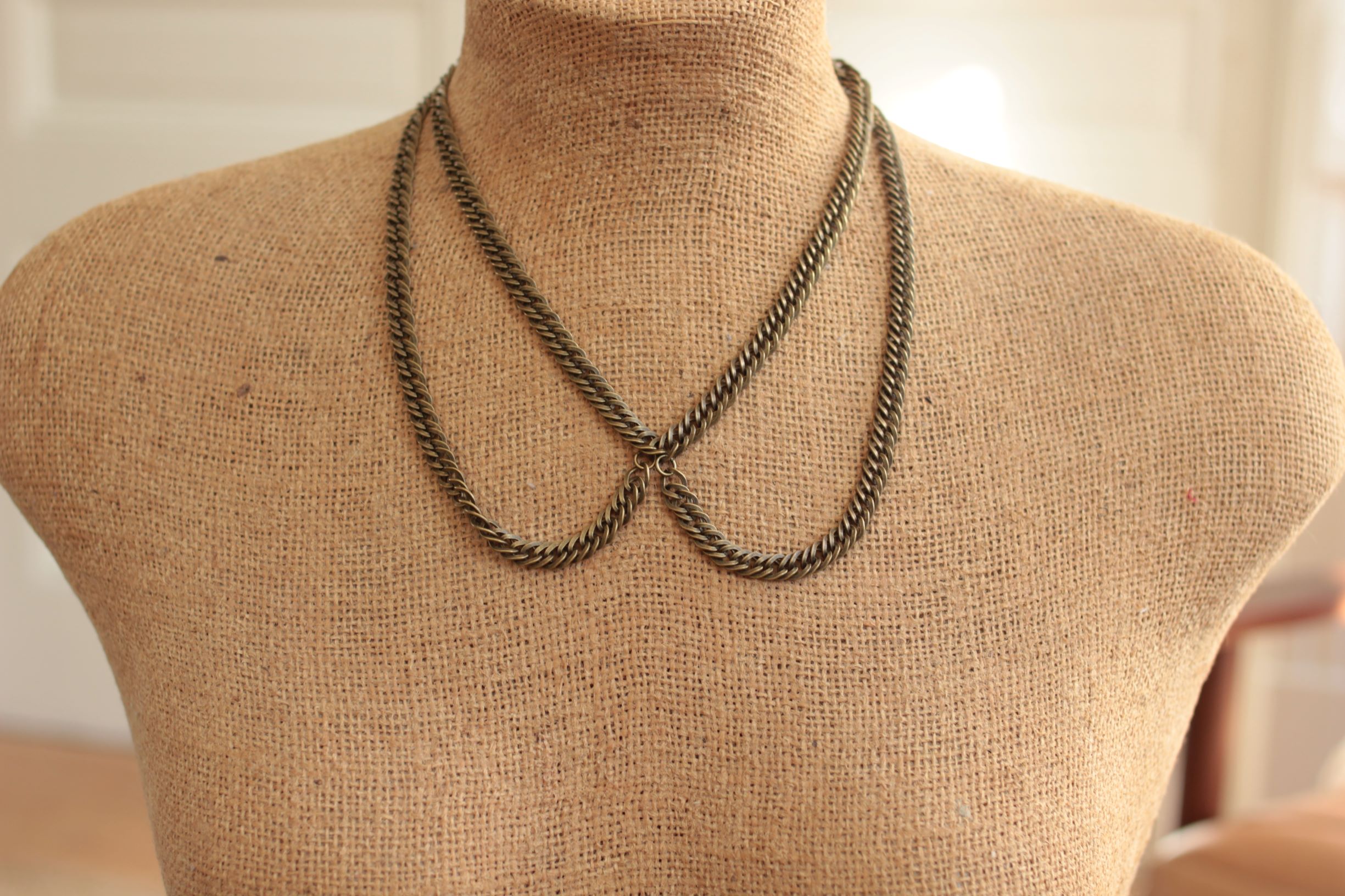 Peter pan collar necklace made with brass chain