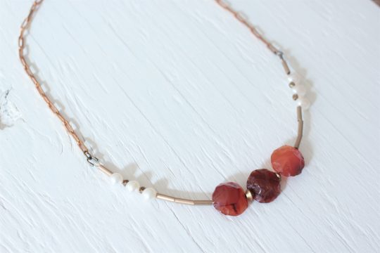 Natural Carnelian and pearl necklace