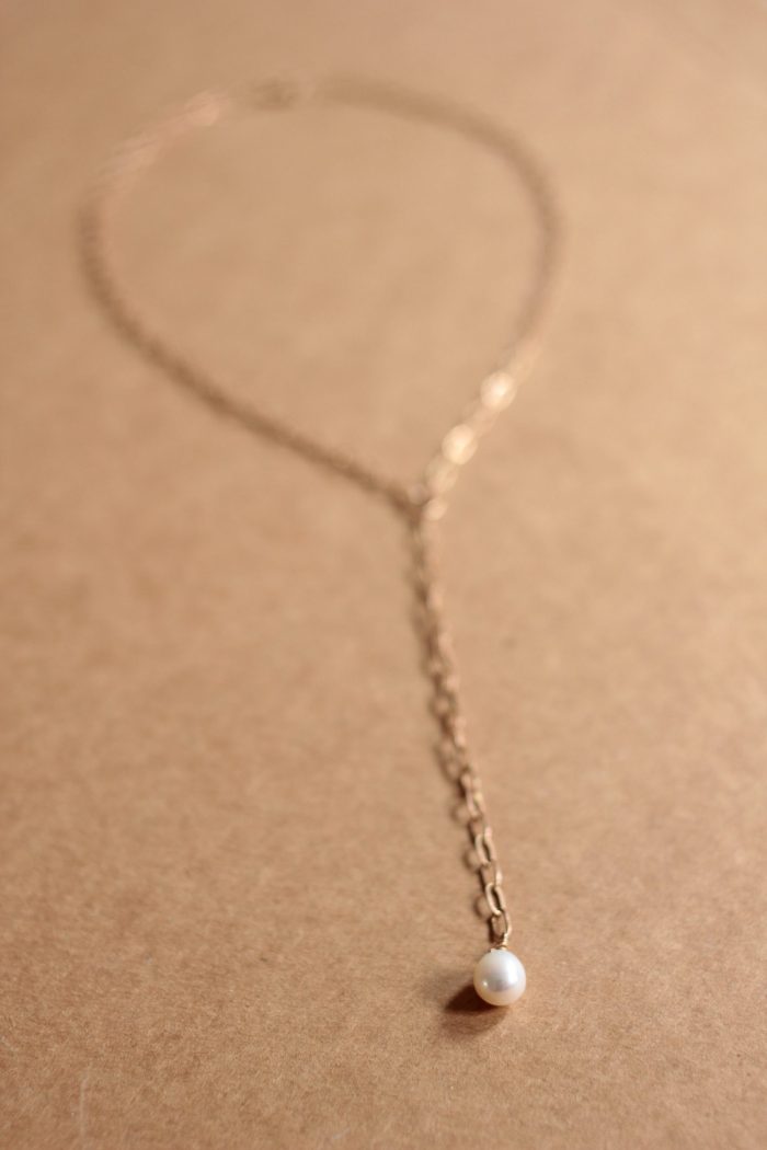 Pearl necklace on a paperclip chain