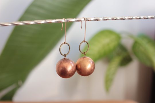 Big Copper Ball Earrings