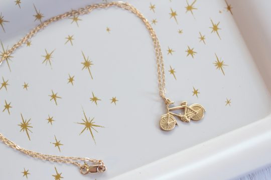 Brass Bicycle Charm Necklace