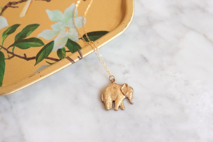 Brass Elephant Charm Necklace