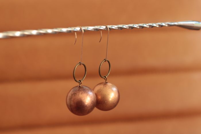 Copper Ball Statement Earrings