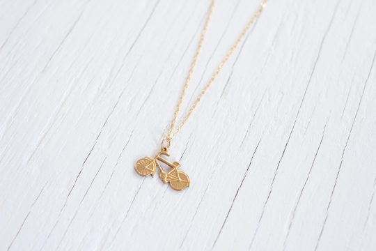Gold Bicycle Charm Necklace