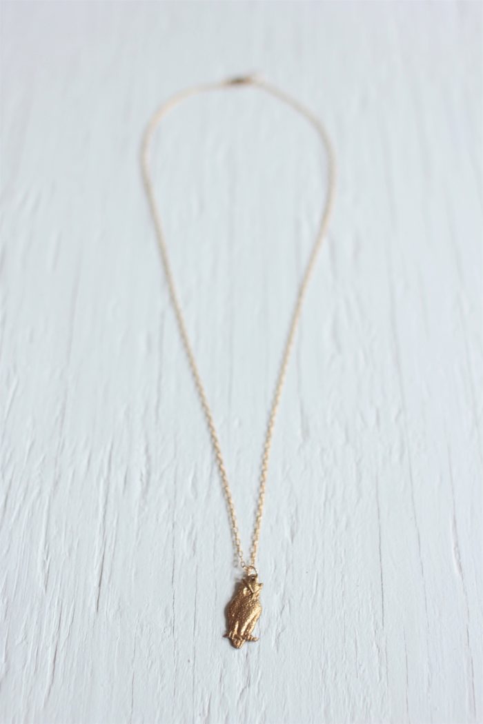 Gold owl charm necklace