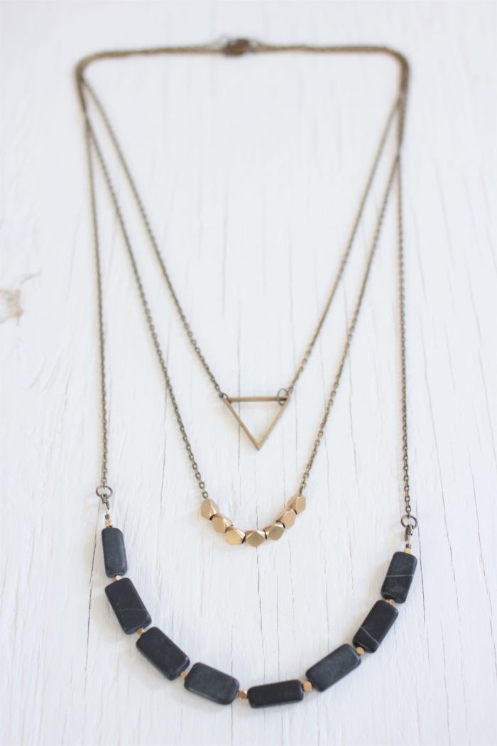 Black Beaded Layered Necklace