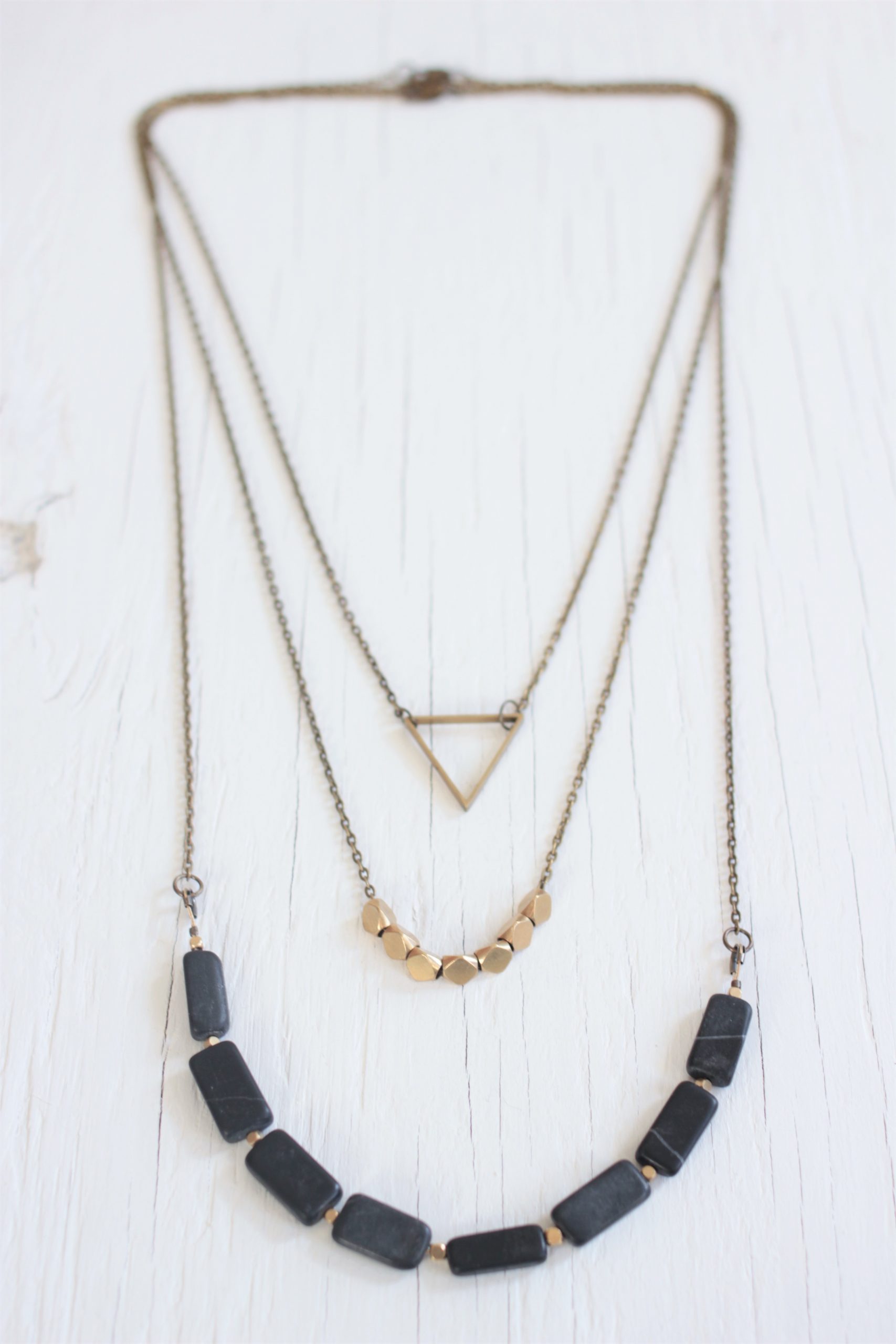 The Manya Silver Ornate Thread Necklace (Black) — KO Jewellery