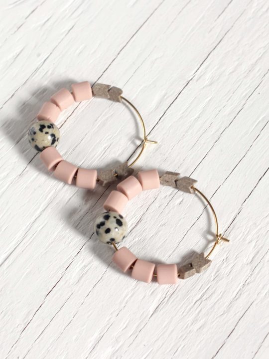 Dusty pink hoop earrings