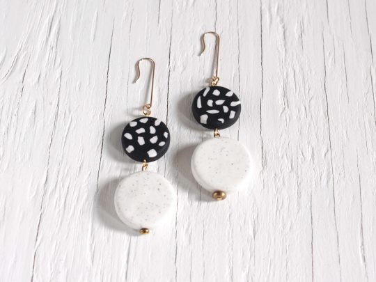 Black and white Clay Earrings