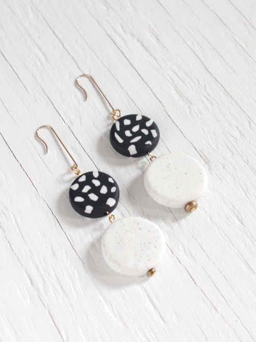 Black and white polymer clay earrings
