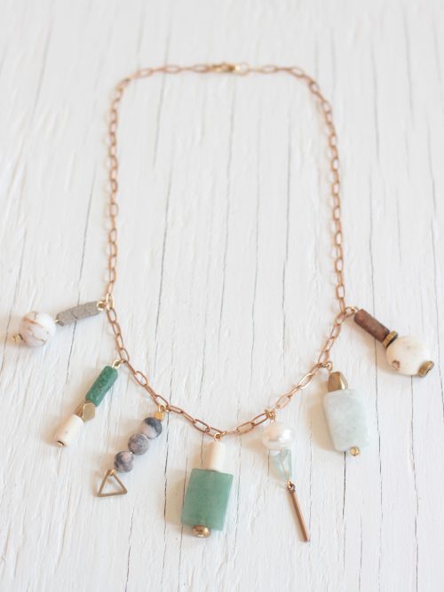 Pastel bead charm necklace