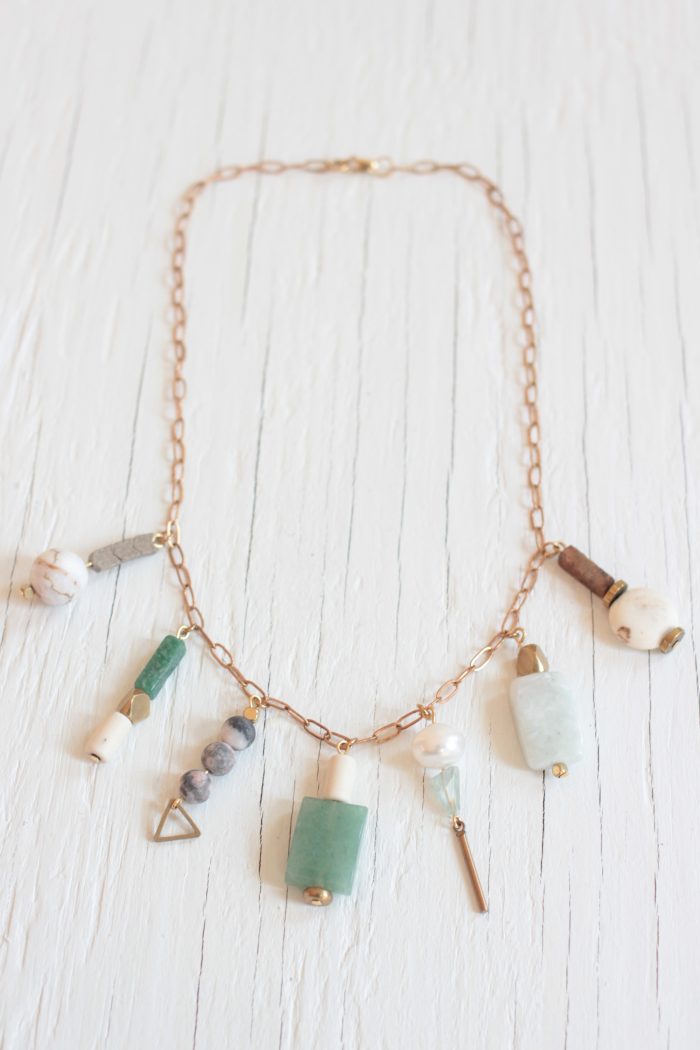 Pastel bead charm necklace