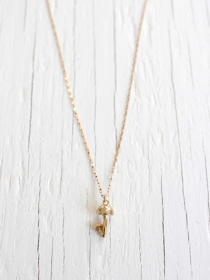 Brass mini mushroom necklace