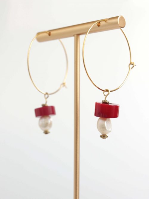 Mushroom hoop earrings with pearls