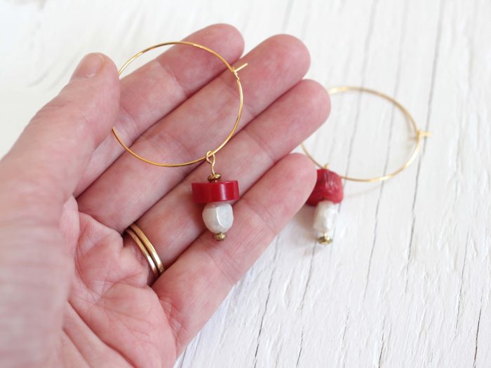 Red white mushroom earrings